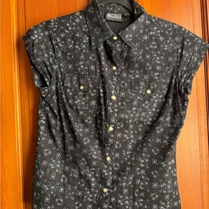 Outback Black Patterned Women's Button Down Shirt